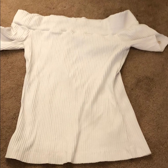 Aritzia Tops - Off the shoulder white shirt. Ribbed detailing